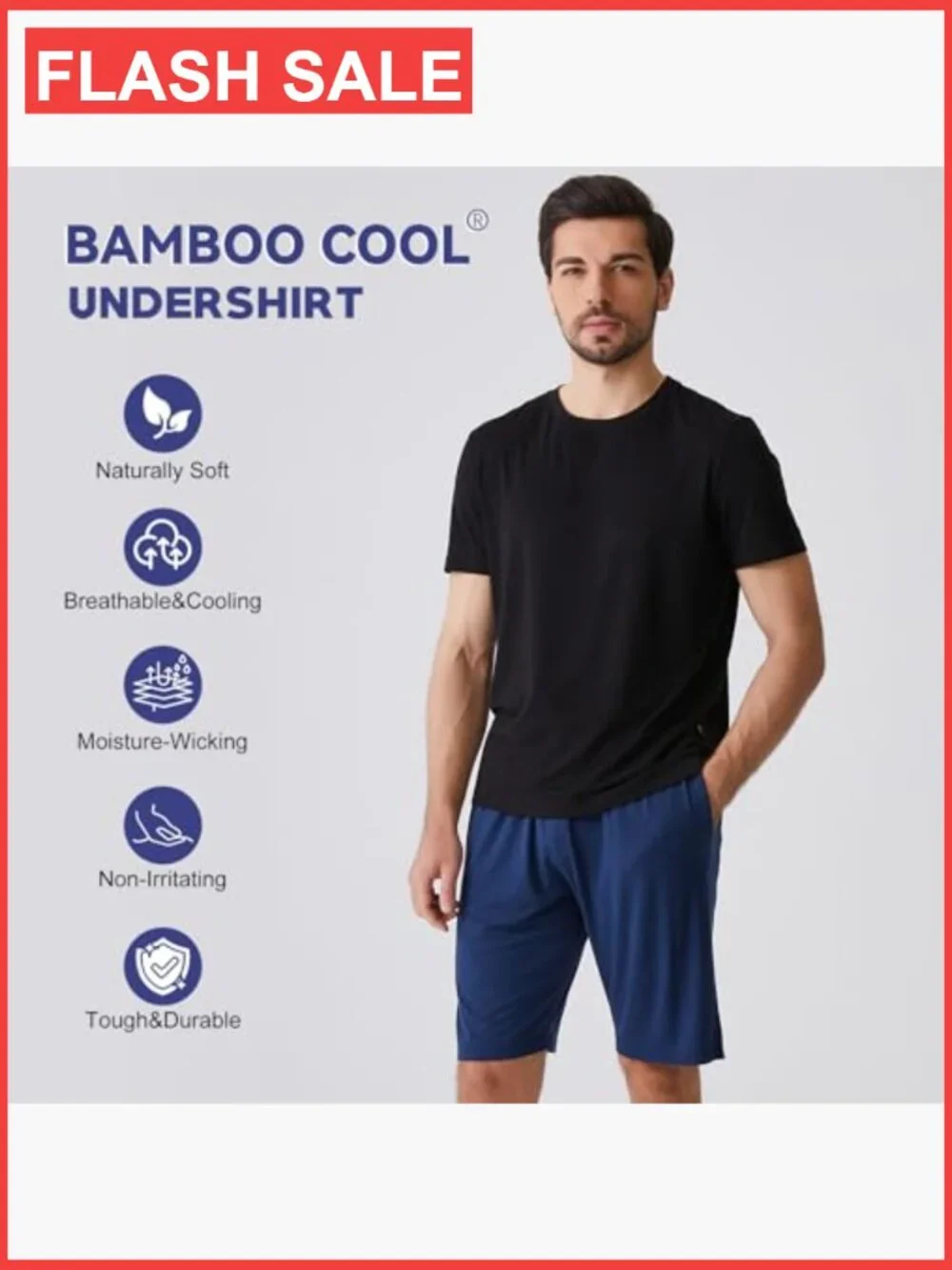 3-Pack Men's Crew Neck Undershirts Moisture Wicking Stretch Tees